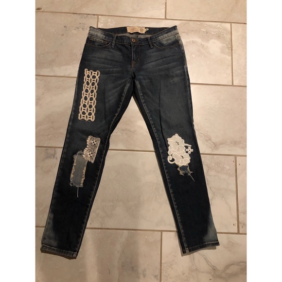 Free People Denim - Free People Artisan De Luxe Funky Lace Patch Jeans